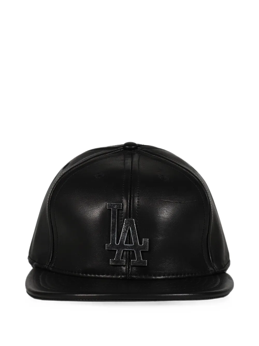 Earthling Collective logo-plaque leather cap - Nero