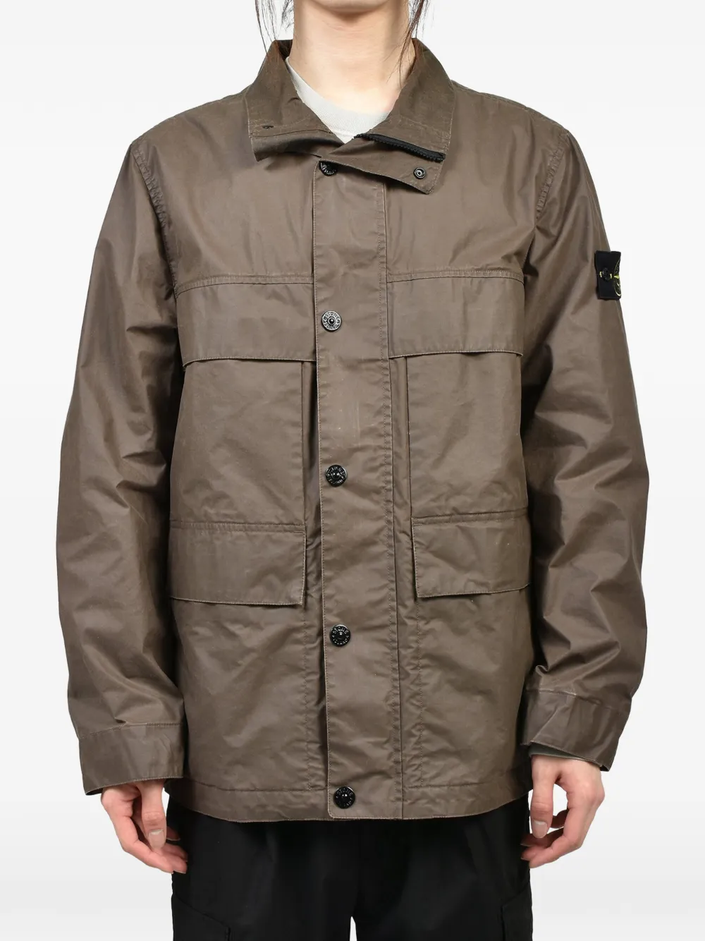 Stone Island Jack met gewaxt effect Bruin