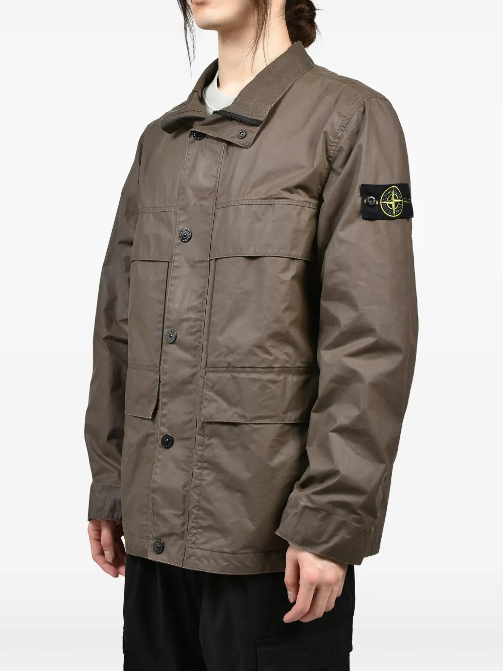 Stone Island Jack met gewaxt effect Bruin