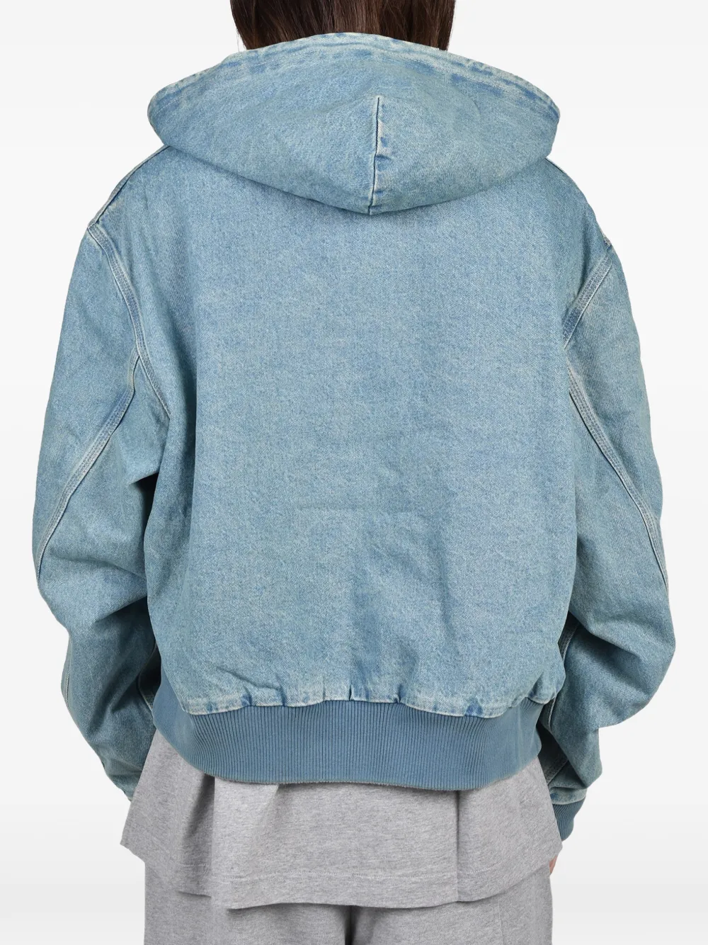 VETEMENTS hooded washed denim jacket Blauw
