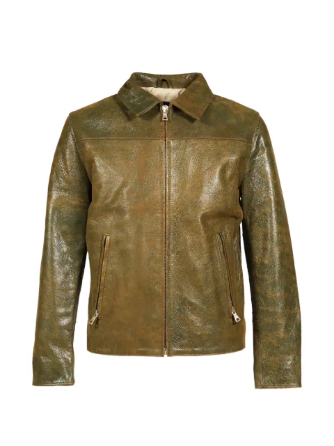 NO/FAITH STUDIOS aged-effect leather jacket