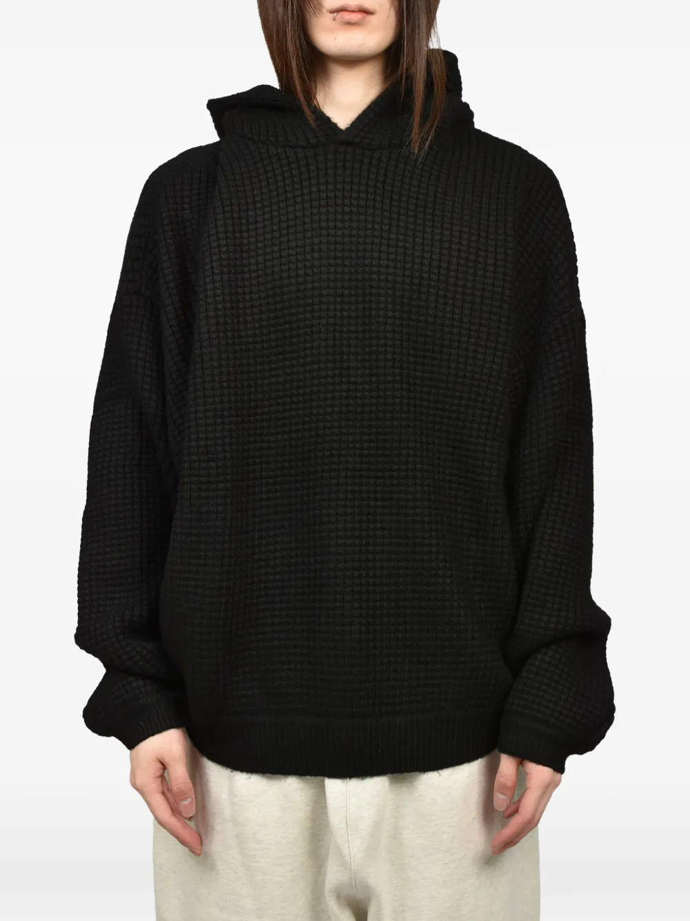 ESSENTIALS heavy waffle hoodie - Schwarz