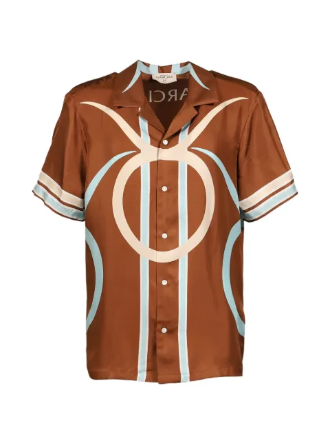 GARCIAS logo-print silk bowling shirt