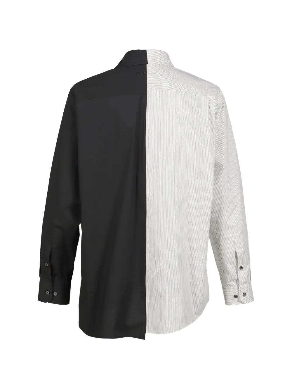 MM6 Maison Margiela Tweekleurig katoenen popeline overhemd Zwart