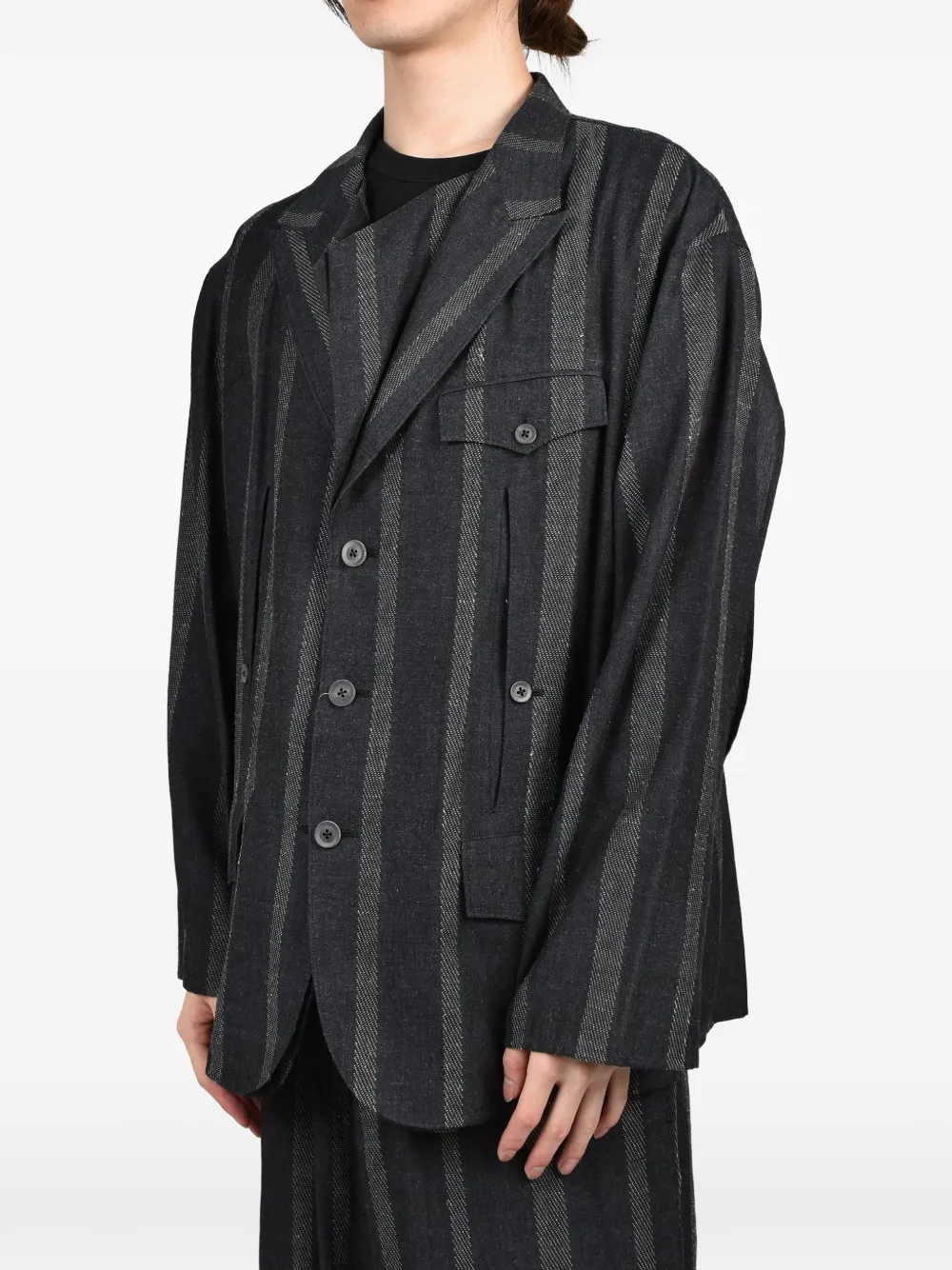 Yohji Yamamoto Gestreepte blazer Zwart
