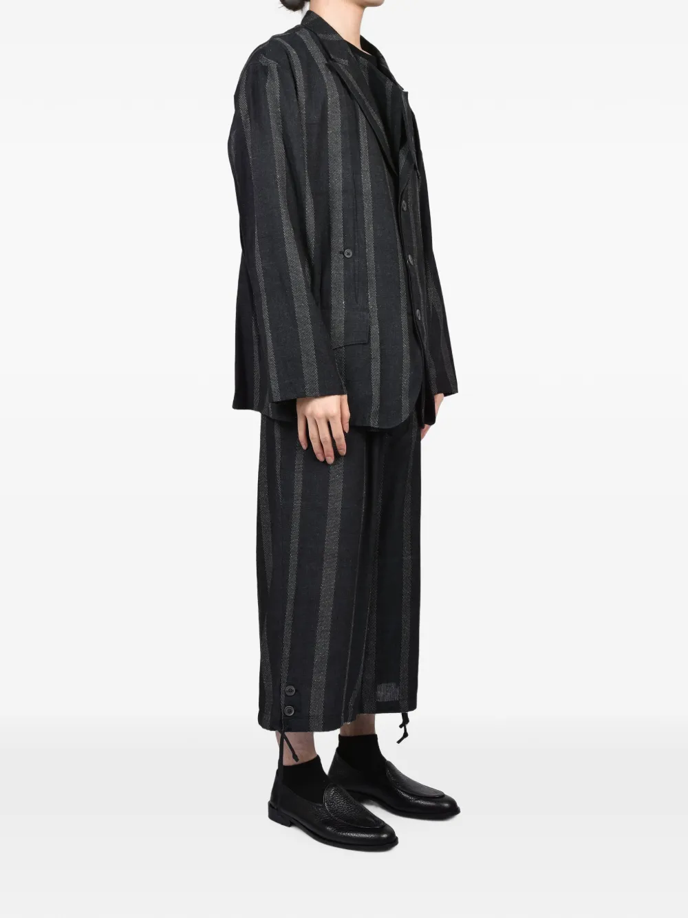 Yohji Yamamoto Blazer a righe - Nero