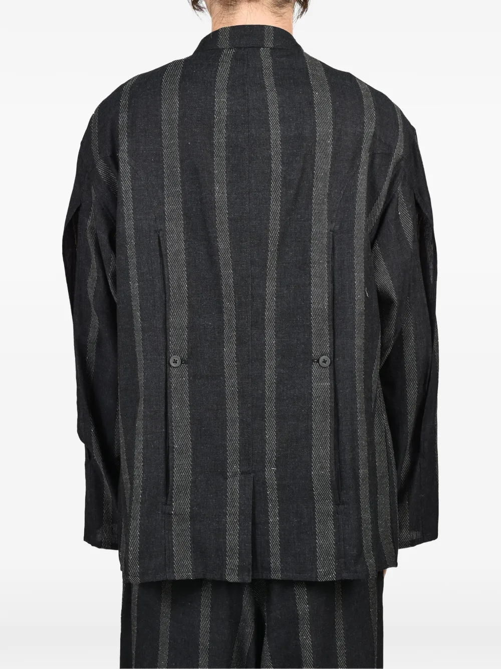Yohji Yamamoto Gestreepte blazer Zwart