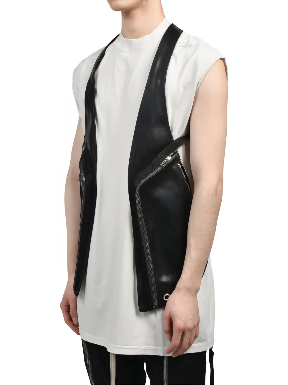Rick Owens Temple Bauhaus leather vest - Nero