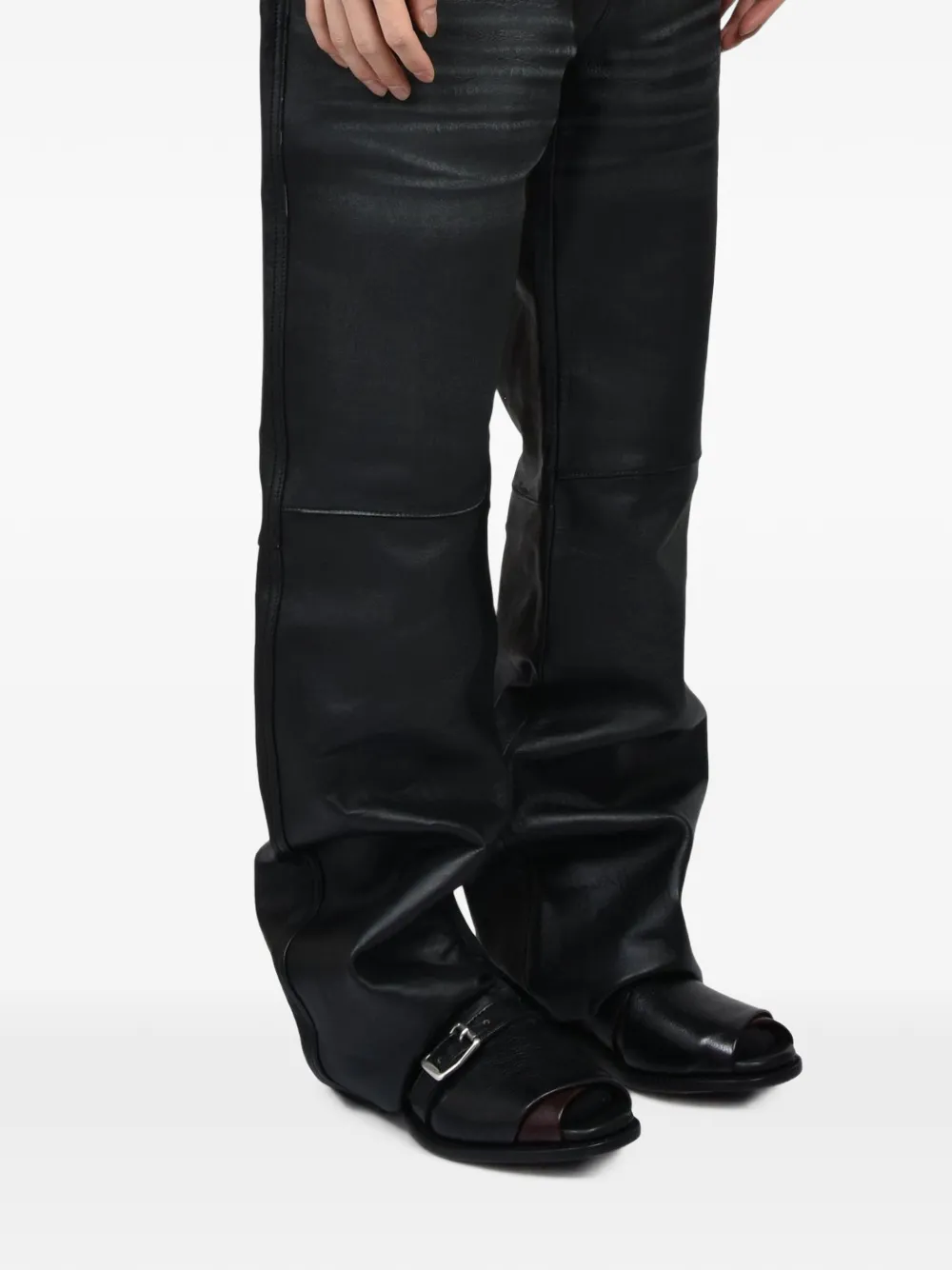 OUR LEGACY Carlson Cut leren broek Zwart