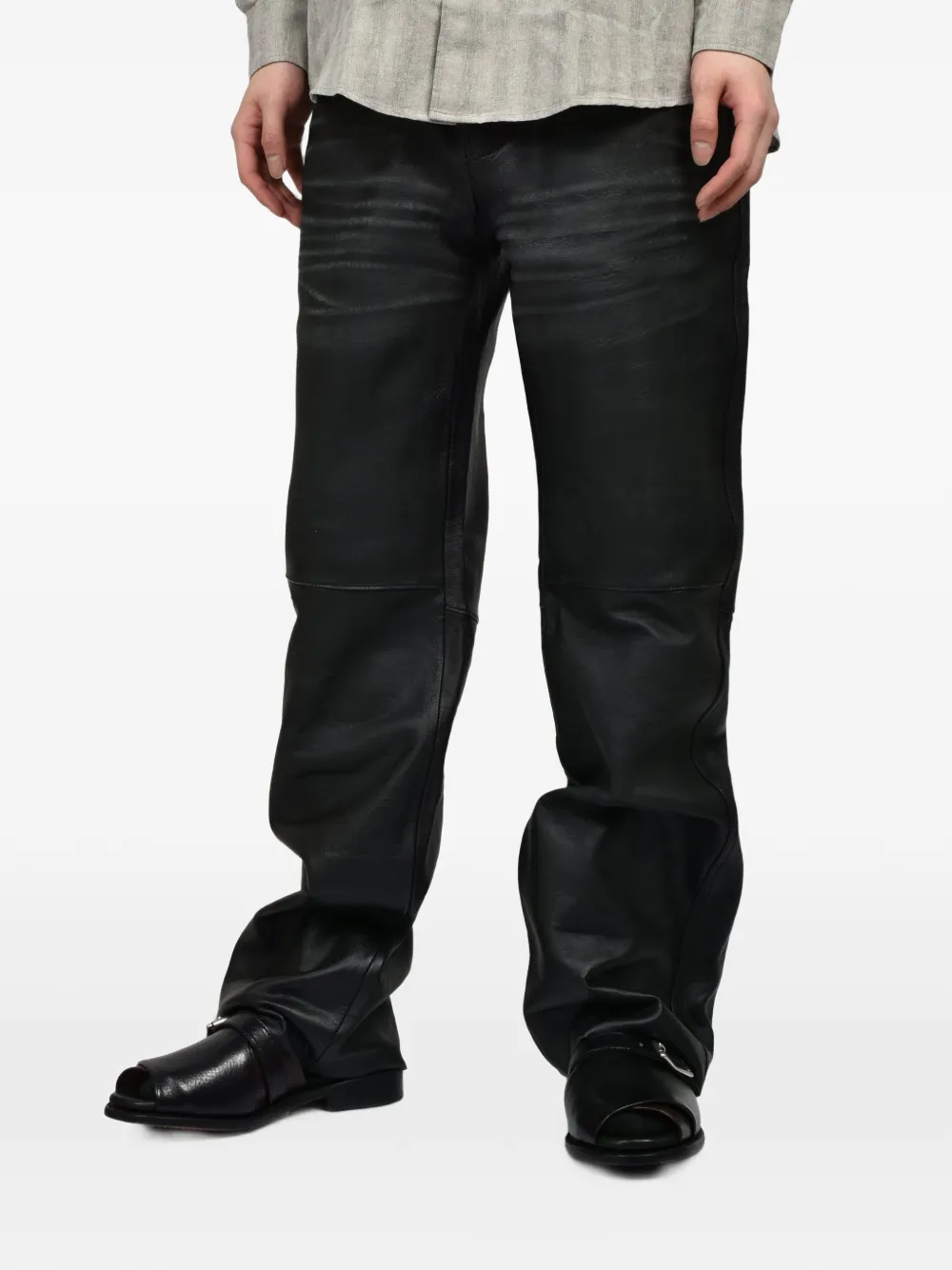 OUR LEGACY Carlson Cut leren broek Zwart