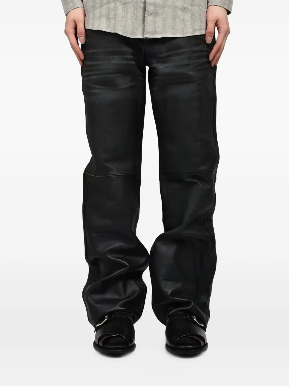 OUR LEGACY Carlson Cut leren broek Zwart