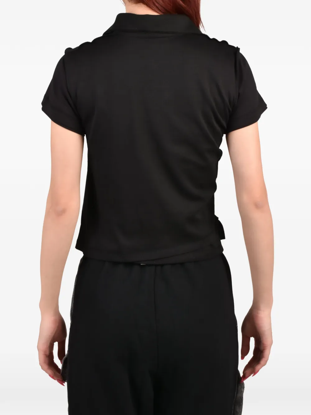 Natasha Zinko Shrunken poloshirt met dubbele kraag Zwart