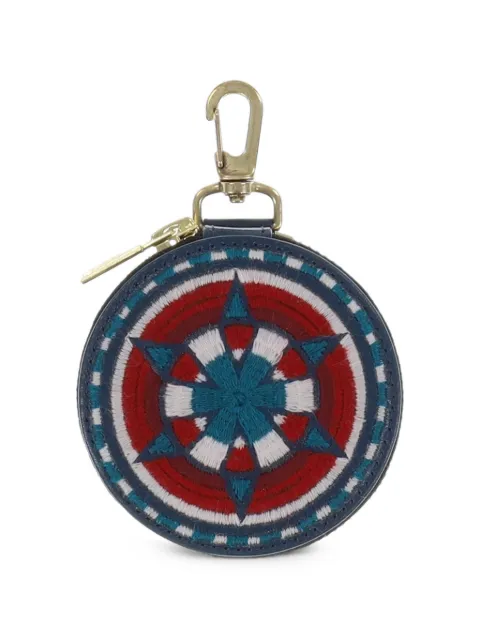 Black Means embroidered circle coin case