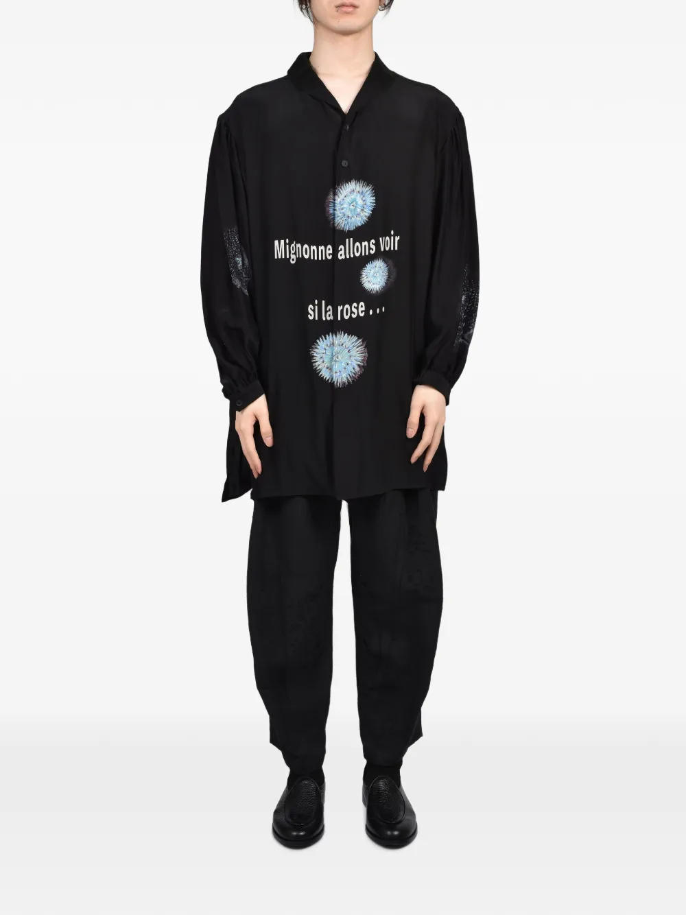 Yohji Yamamoto Overhemd met print Zwart