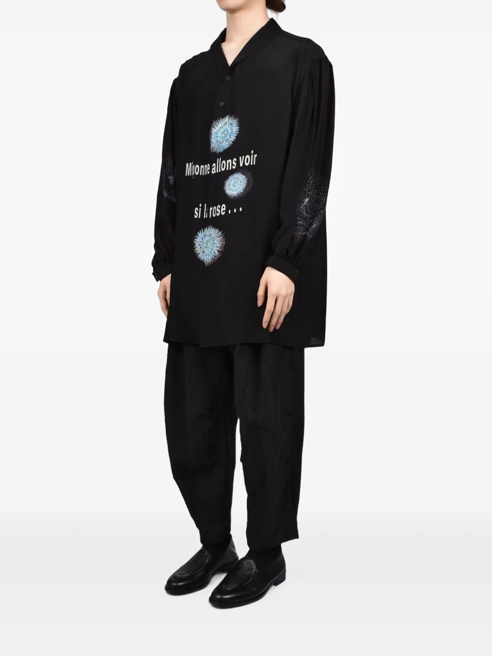 Yohji Yamamoto Overhemd met print Zwart