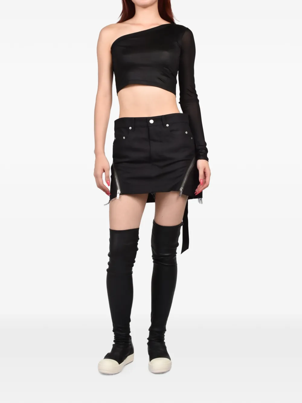 Rick Owens DRKSHDW Ziggy T asymmetrisch cropped T-shirt Zwart