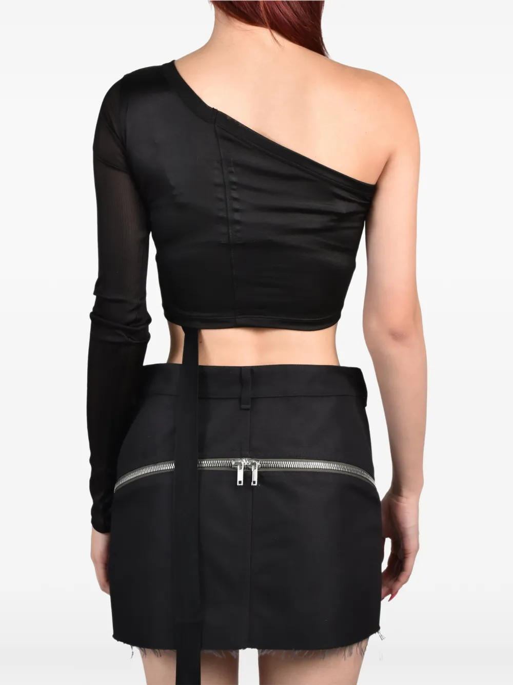 Rick Owens DRKSHDW Ziggy T asymmetrisch cropped T-shirt Zwart