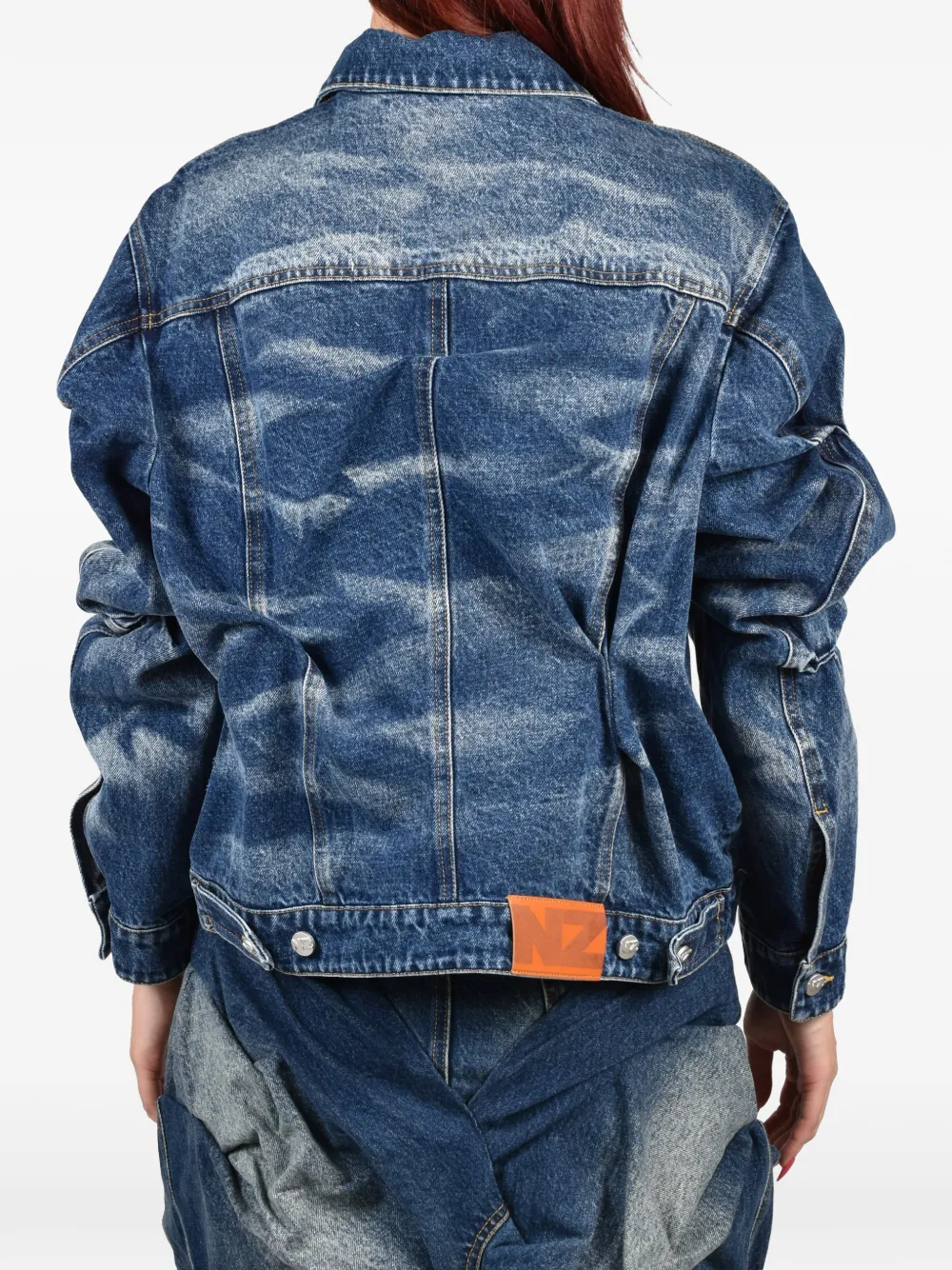 Natasha Zinko Cropped denim jack met behandeling Blauw