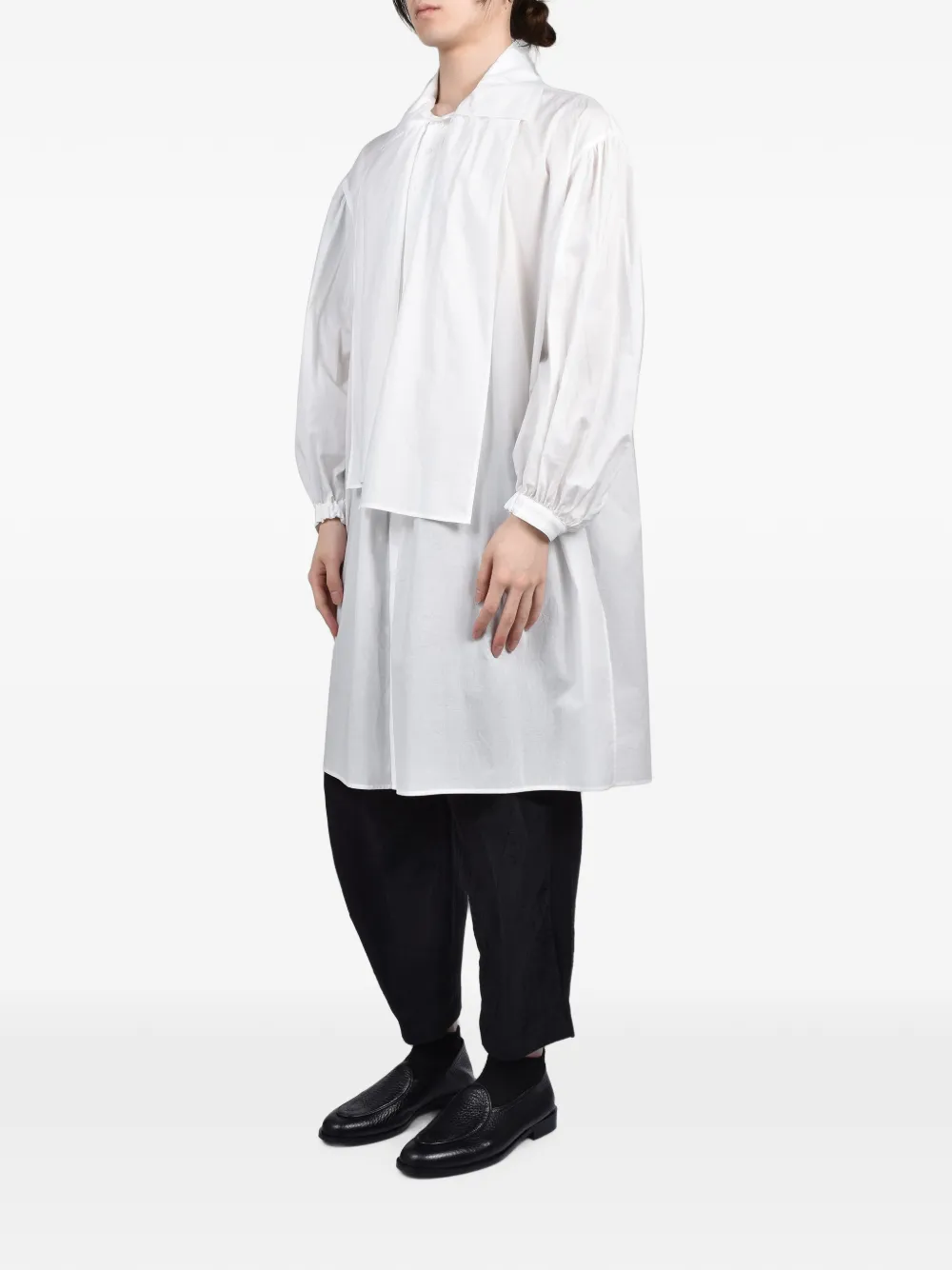 Yohji Yamamoto Gesmockte overhemd met franje Wit