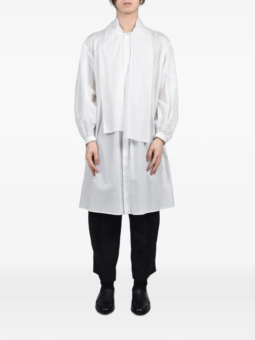 Yohji Yamamoto Gesmockte overhemd met franje Wit
