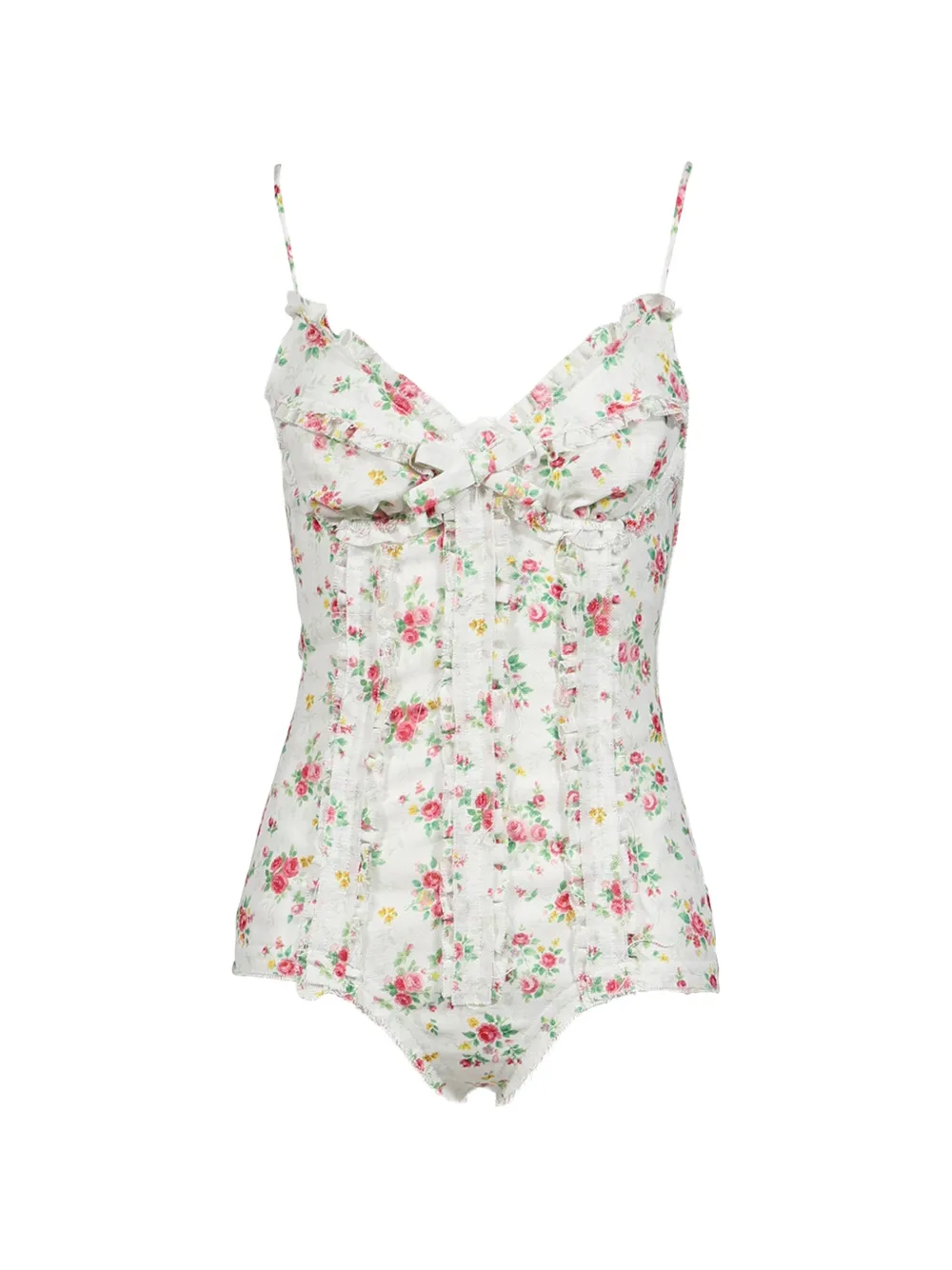 SHUSHU/TONG Body arricciato a fiori - Bianco