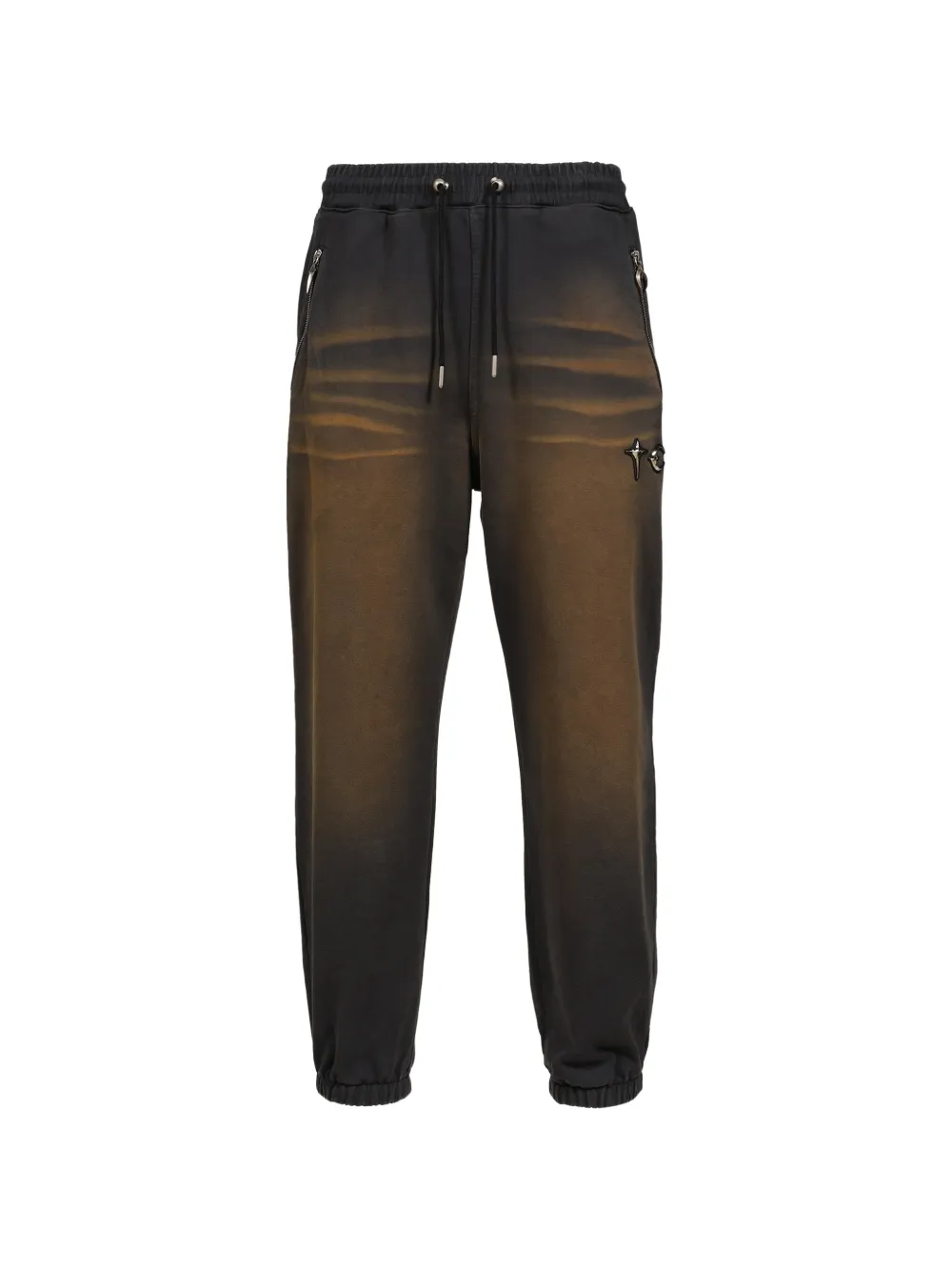 THUG CLUB washed logo-plate track pants - Nero
