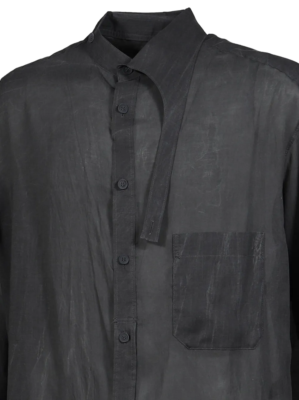 Yohji Yamamoto Lang overhemd met asymmetrische kraag Zwart