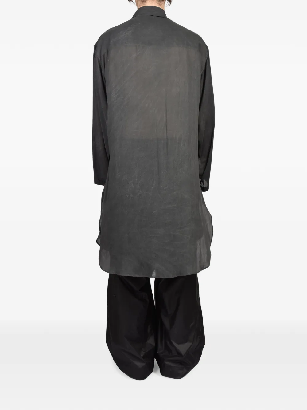 Yohji Yamamoto Lang overhemd met asymmetrische kraag Zwart
