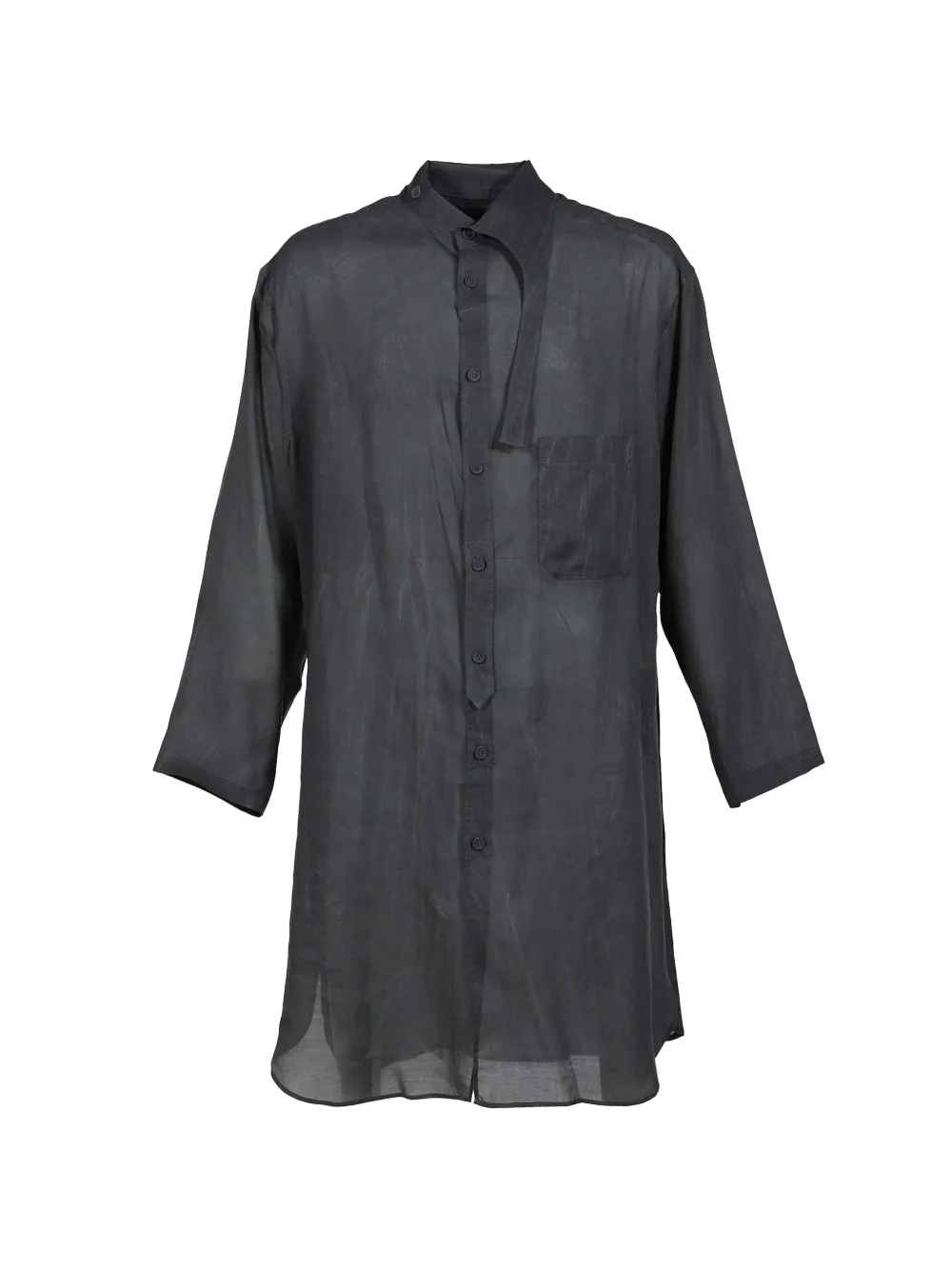 Yohji Yamamoto asymmetric-collar long shirt - Nero