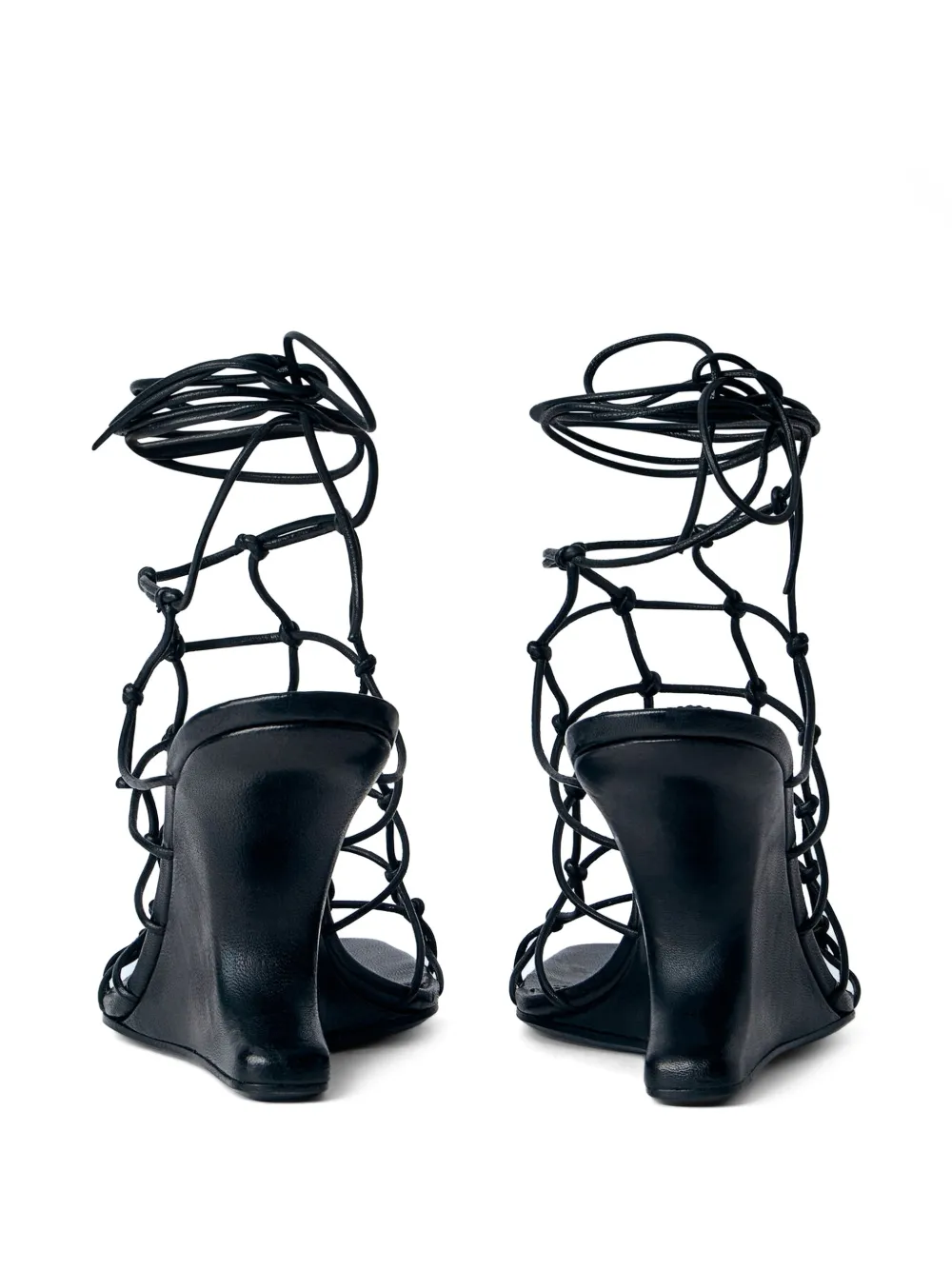 Rick Owens Web Cantilever caged sculpted wedge sandals Zwart