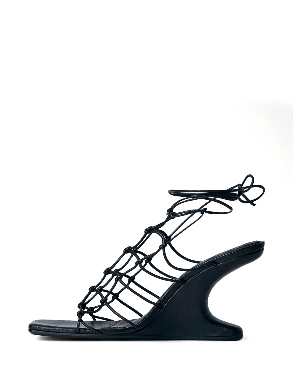 Rick Owens Web Cantilever caged sculpted wedge sandals Zwart