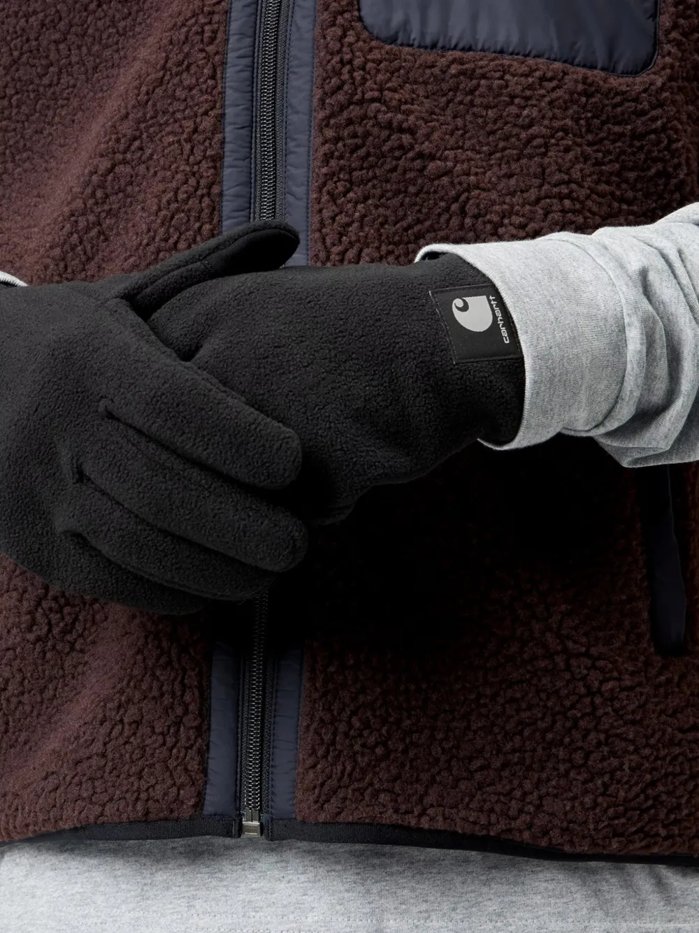 Carhartt WIP Belvin handschoenen met fleece textuur Zwart