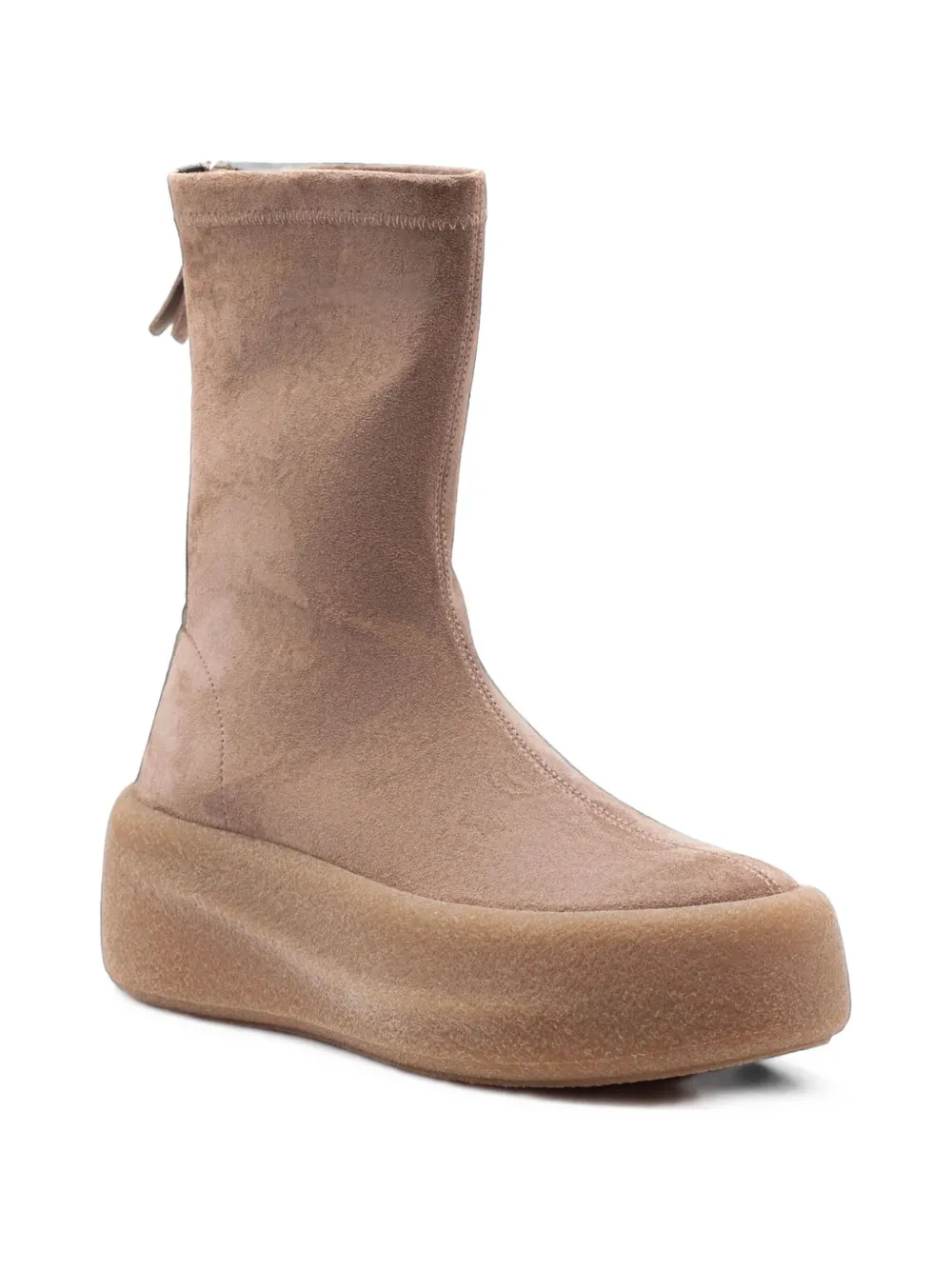 Vic Matie stretch suede platform ankle boots Beige