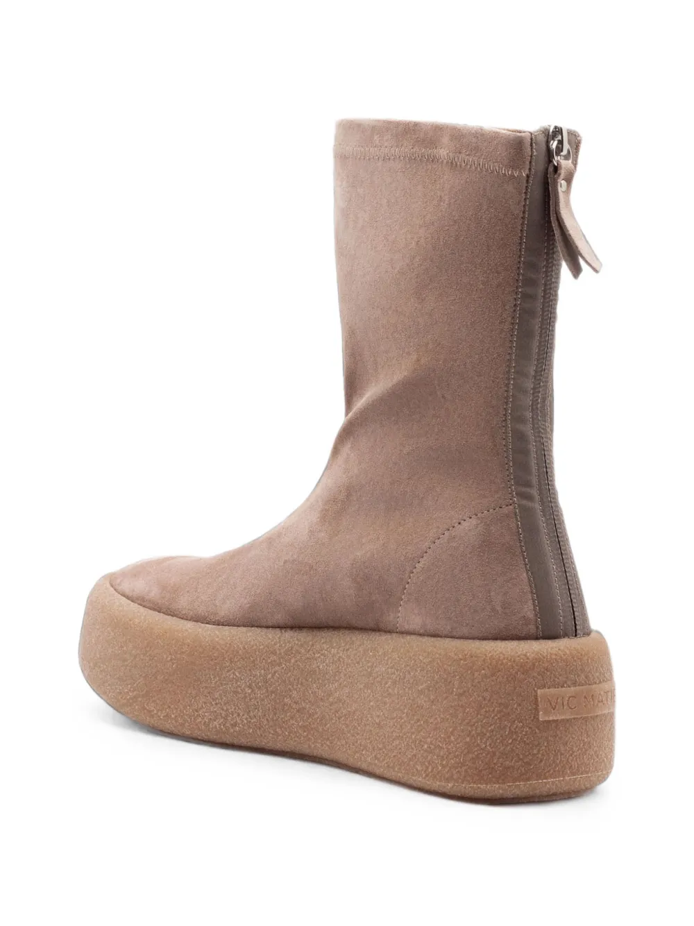Vic Matie stretch suede platform ankle boots Beige