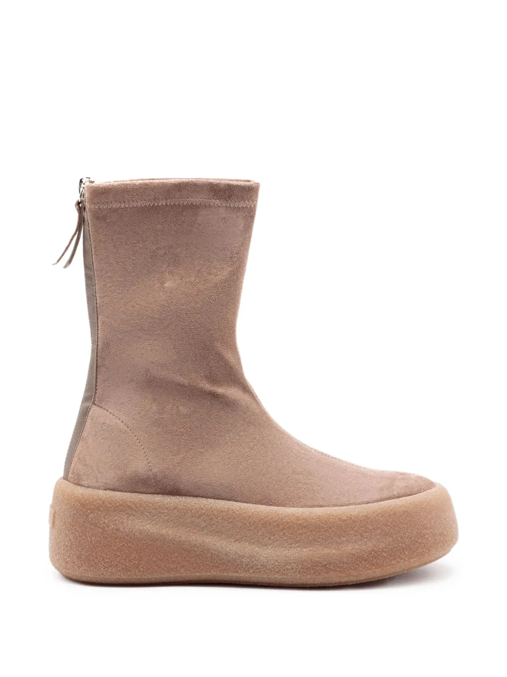 Vic Matie stretch suede platform ankle boots Beige
