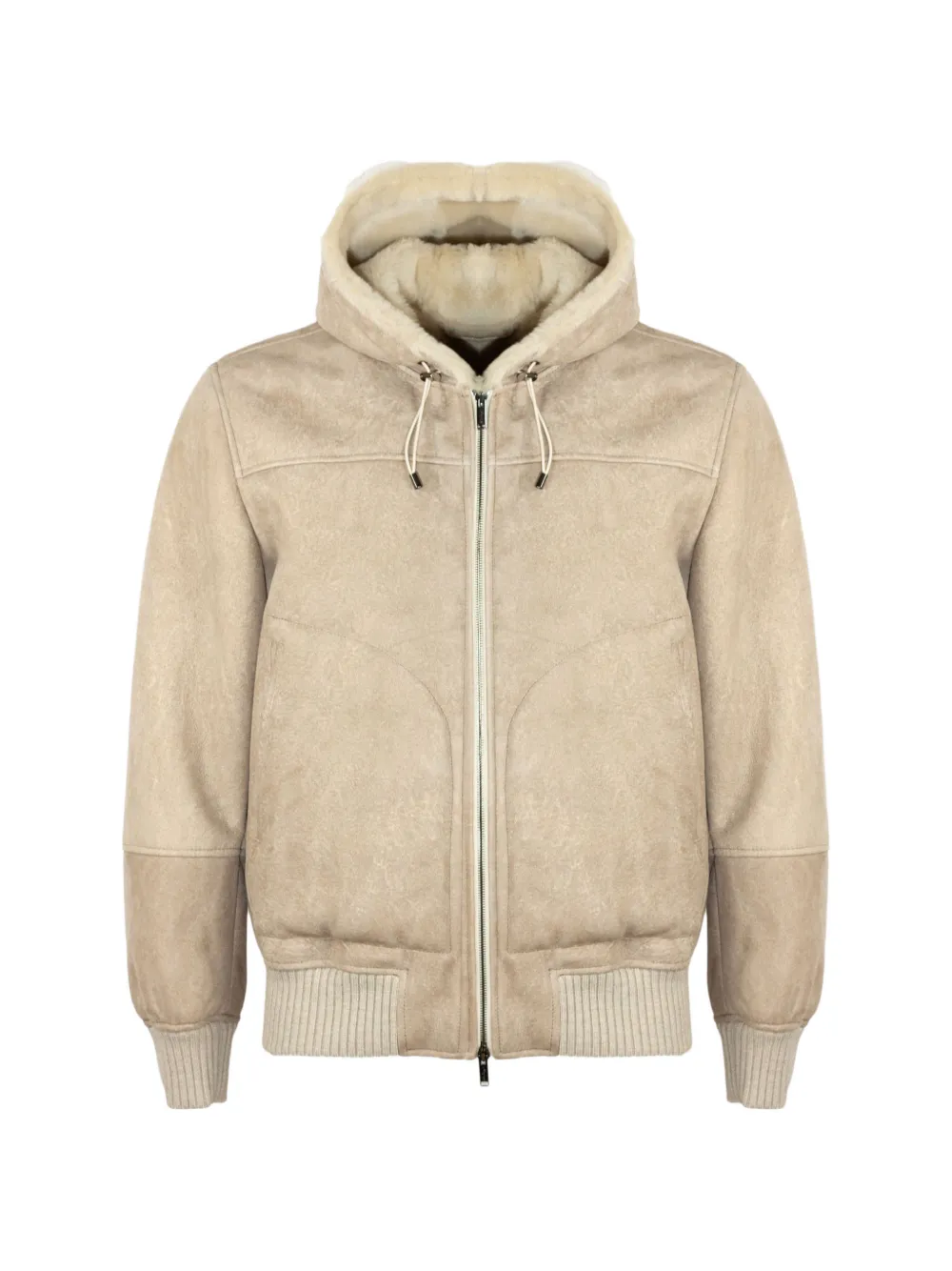 VOLFAGLI suede hooded jacket - Nude
