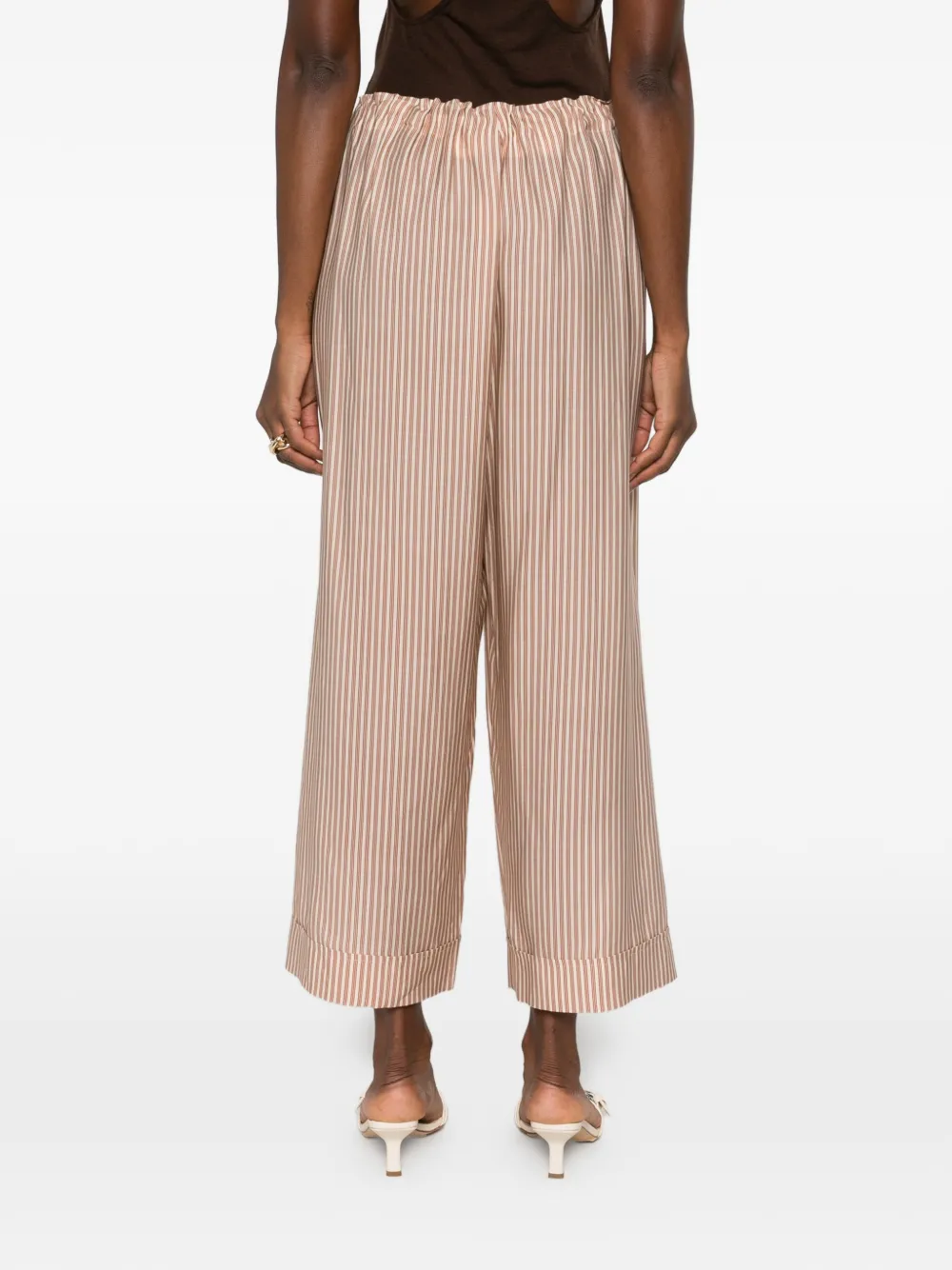 Magda Butrym vertical-stripe drawstring-waist trousers Beige