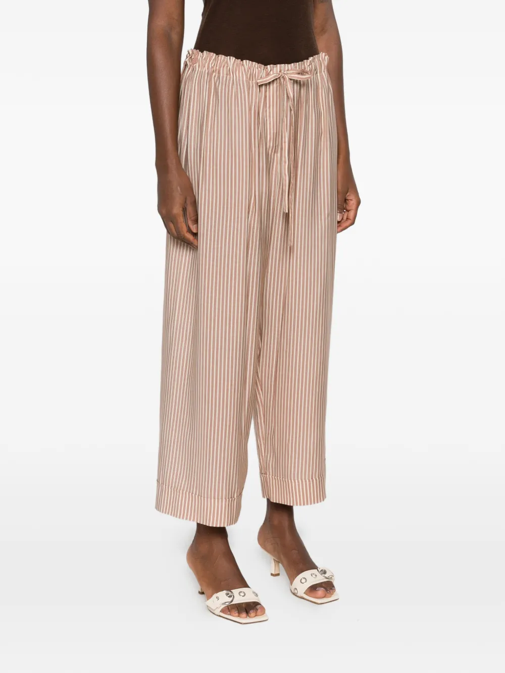Magda Butrym vertical-stripe drawstring-waist trousers Beige