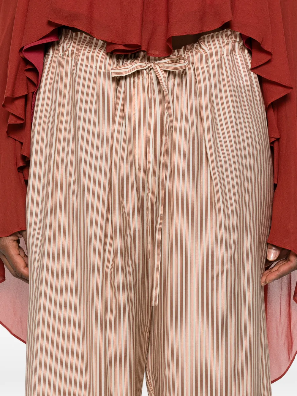 Magda Butrym vertical-stripe drawstring-waist trousers Beige