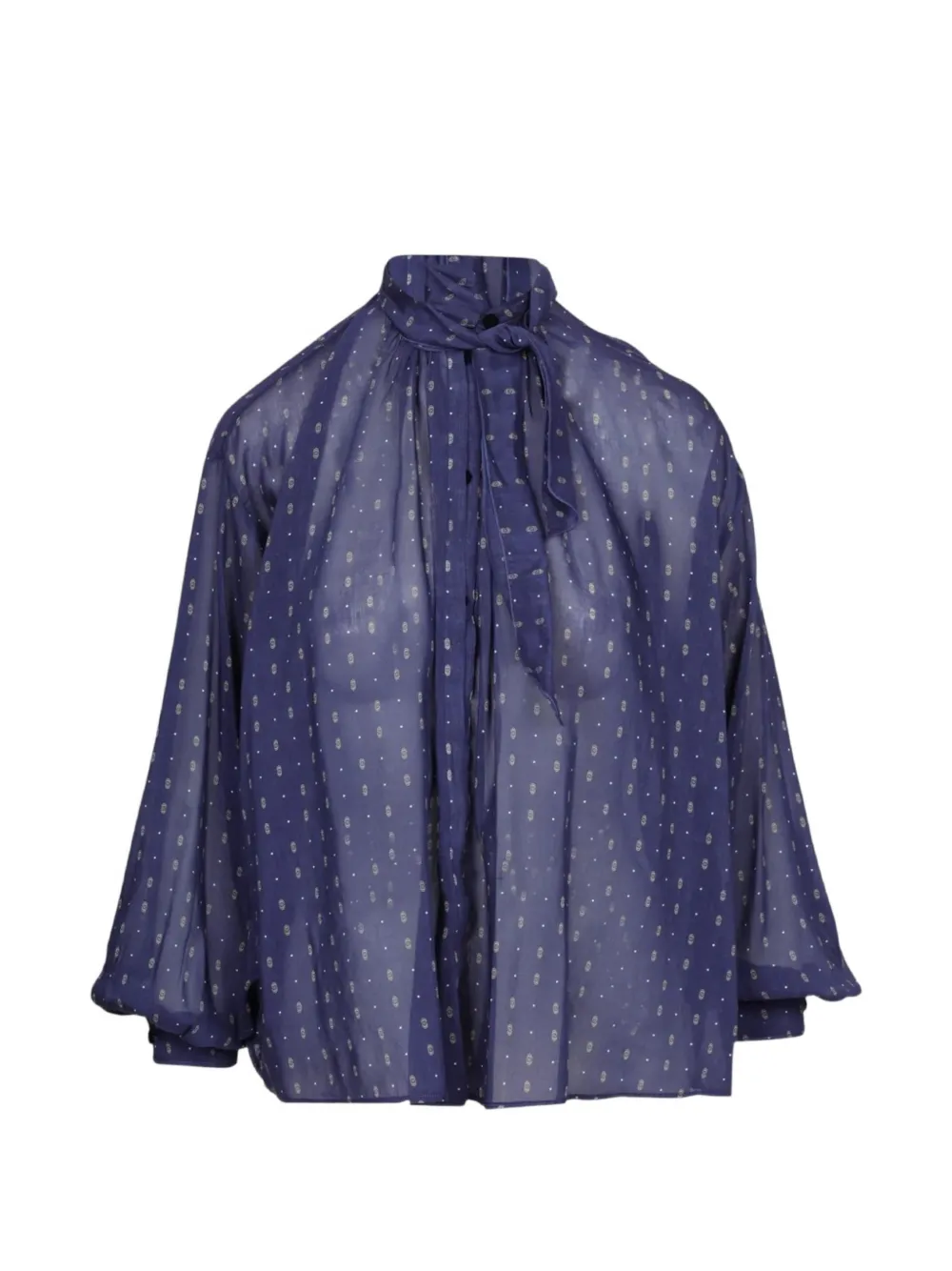 Forte Forte pussy-bow patterned blouse - Blu