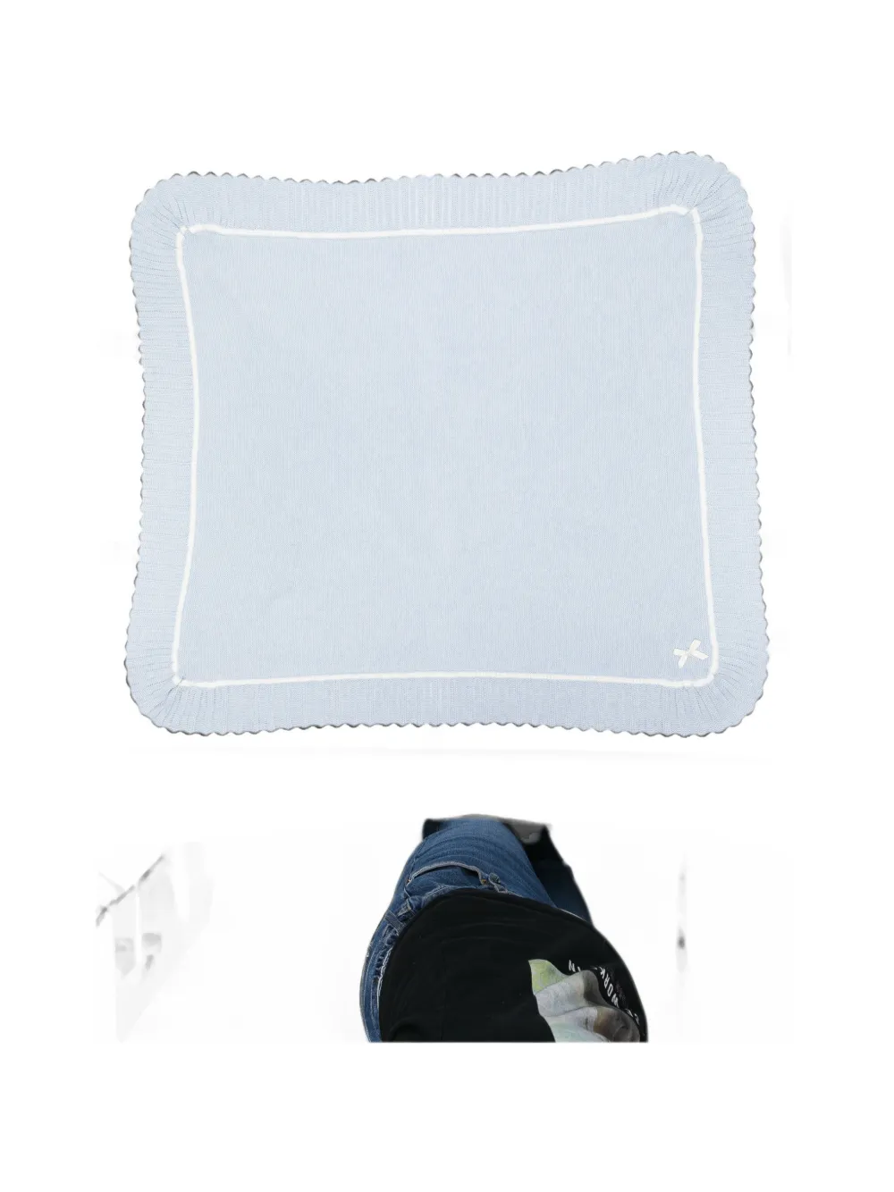 Paz Rodriguez bow-detail knitted blanket - Blu