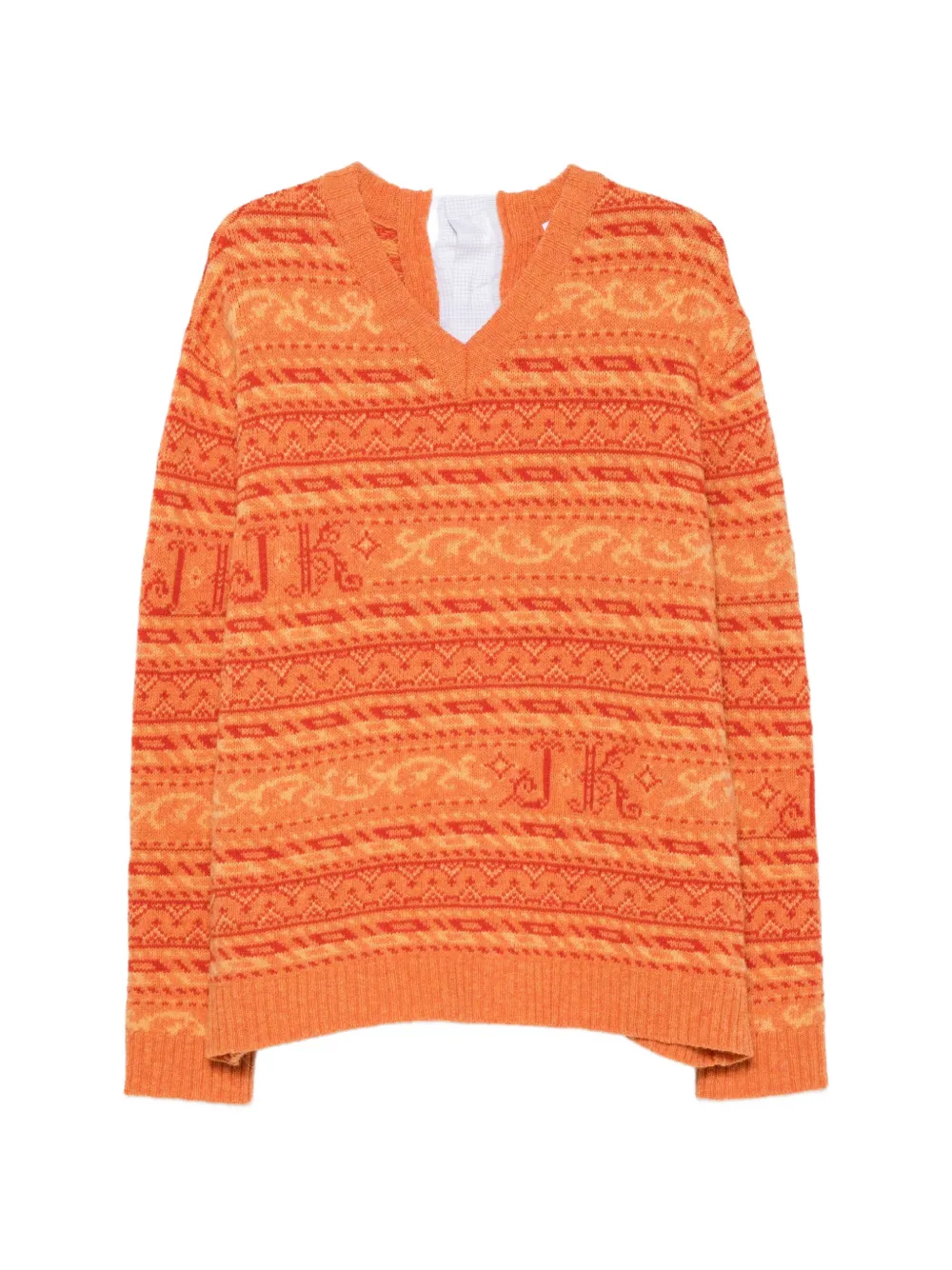 Julie Kegels Pullover mit Einsätzen und mehrfarbigem Jacquard-Strickmuster - Orange