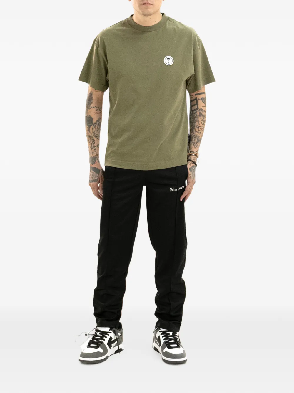 Palm Angels T-shirt met logopatch Groen
