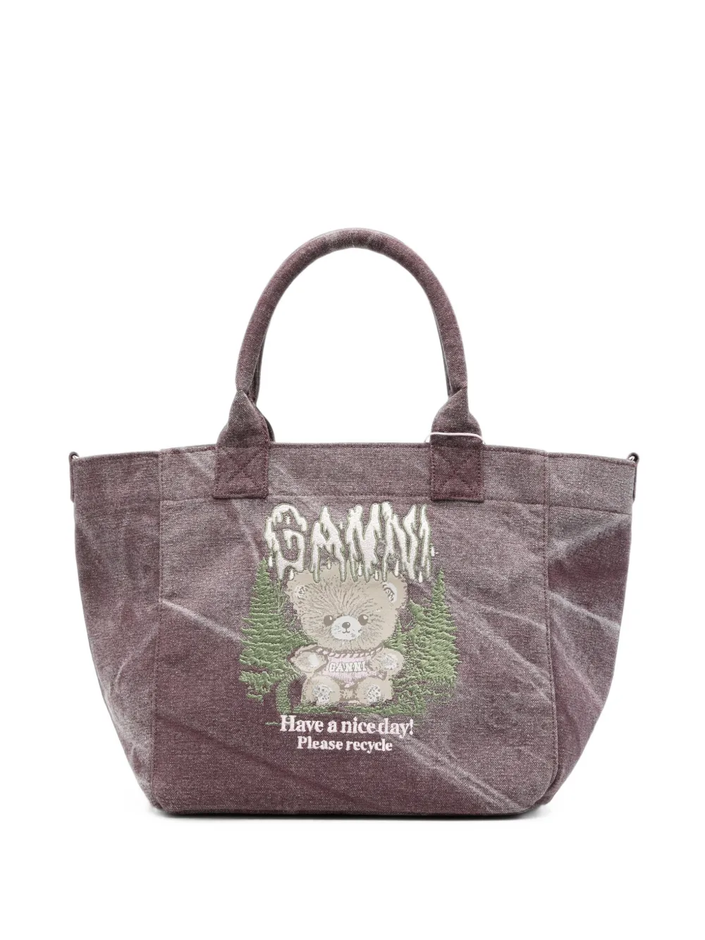 GANNI graphic-print cotton tote bag - Viola