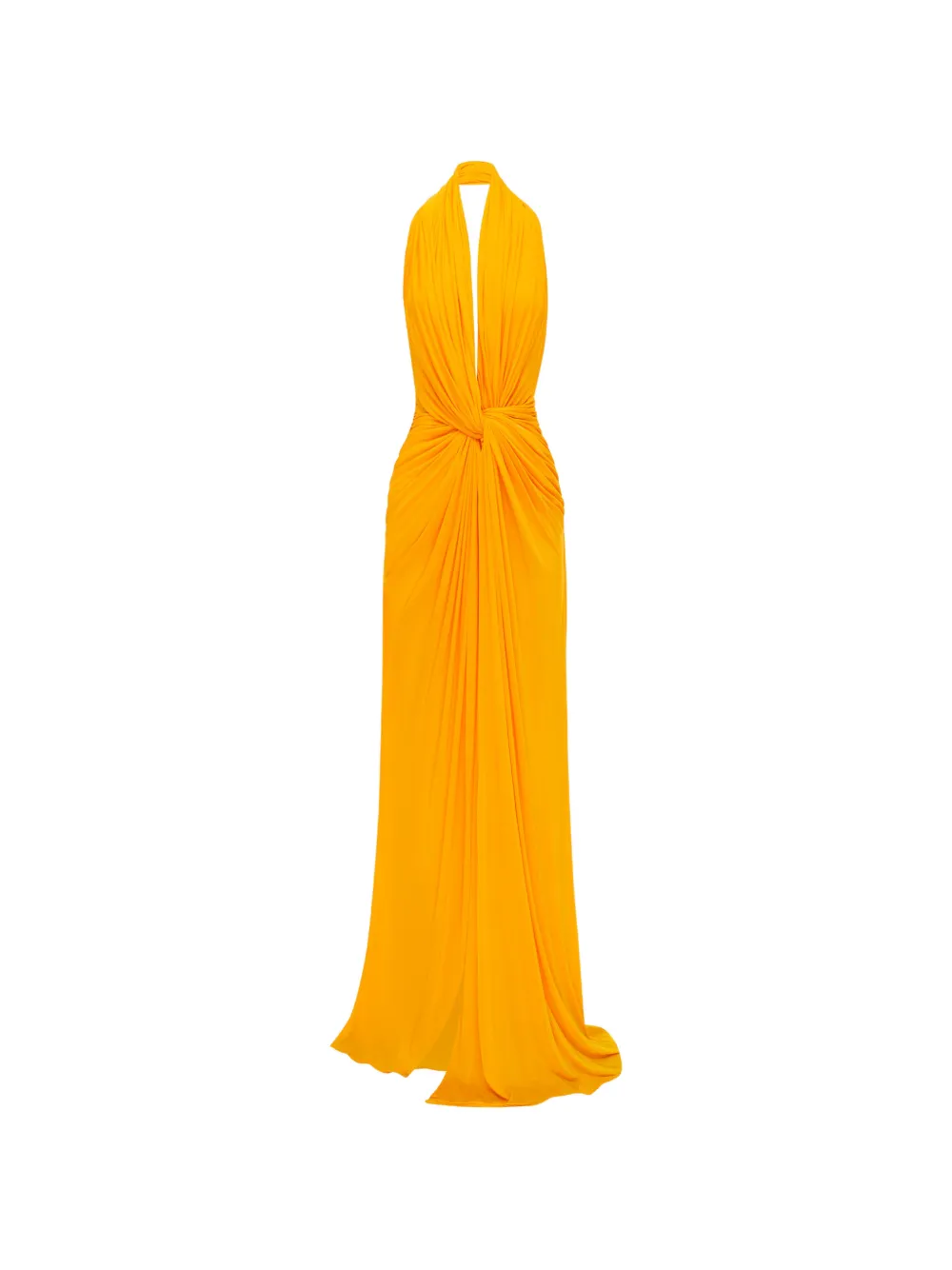 Alex Perry halterneck twist-detail maxi dress - Orange