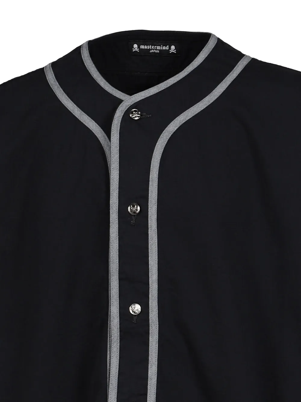 Mastermind Japan Denim honkbalshirt met logopatch Zwart