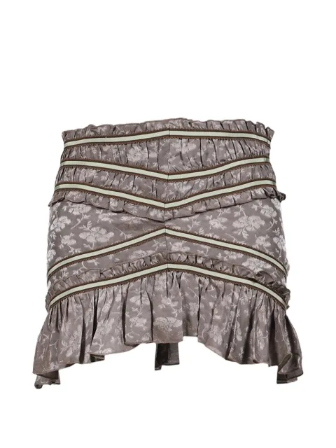 KNWLS Freya floral-jacquard ruffled mini skirt
