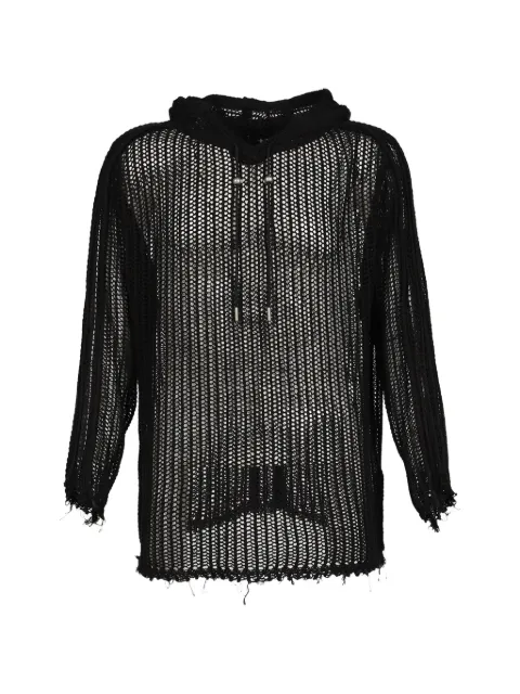 THUG CLUB hoodie tejida de malla con efecto envejecido