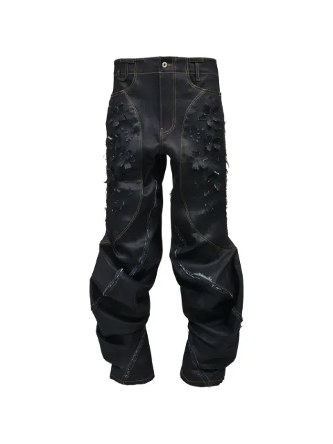 JUNTAE KIM laser-slashed twist jeans