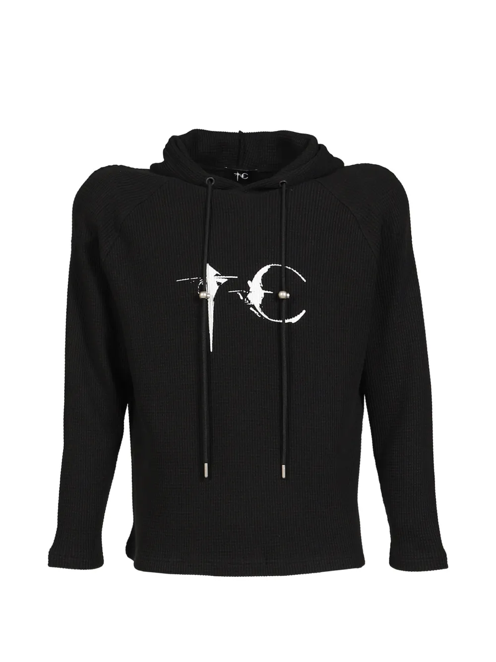 THUG CLUB waffle-knit logo-print hoodie - Schwarz